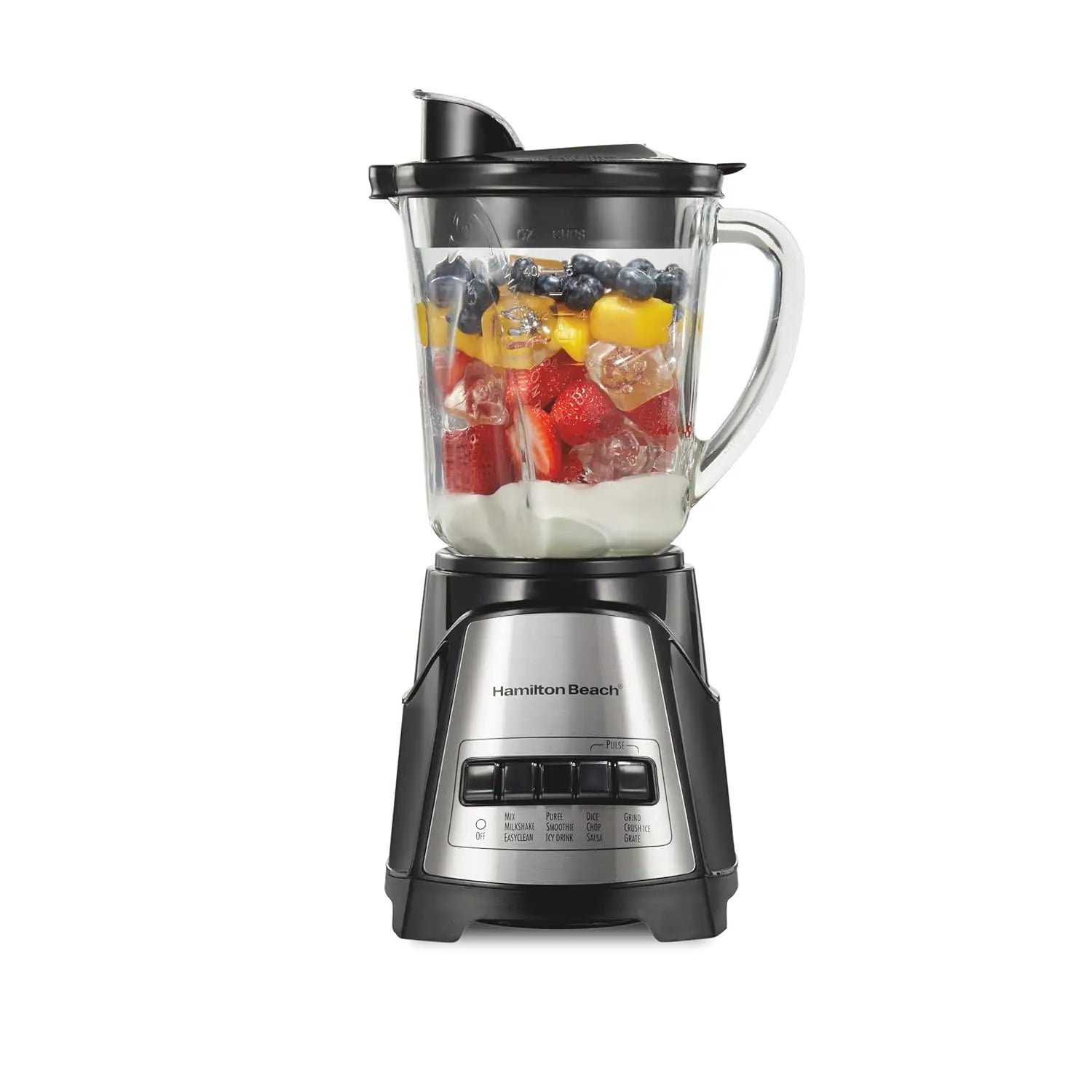 Powerful 700W Blender with 40oz Glass Jar, 12 Functions for Smoothies and Ice Crushing - Black