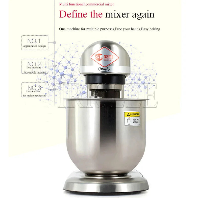 Stand Food Mixer 5L 7L 10L Electric Dough Mixer Kneading Machine Stainless Steel