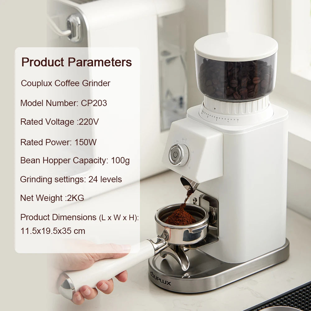 Couplux Coffee Grinder, Coffee Bean Grinder for Home Use with Precise Grinding, Detachable Funnel Stand(220V)