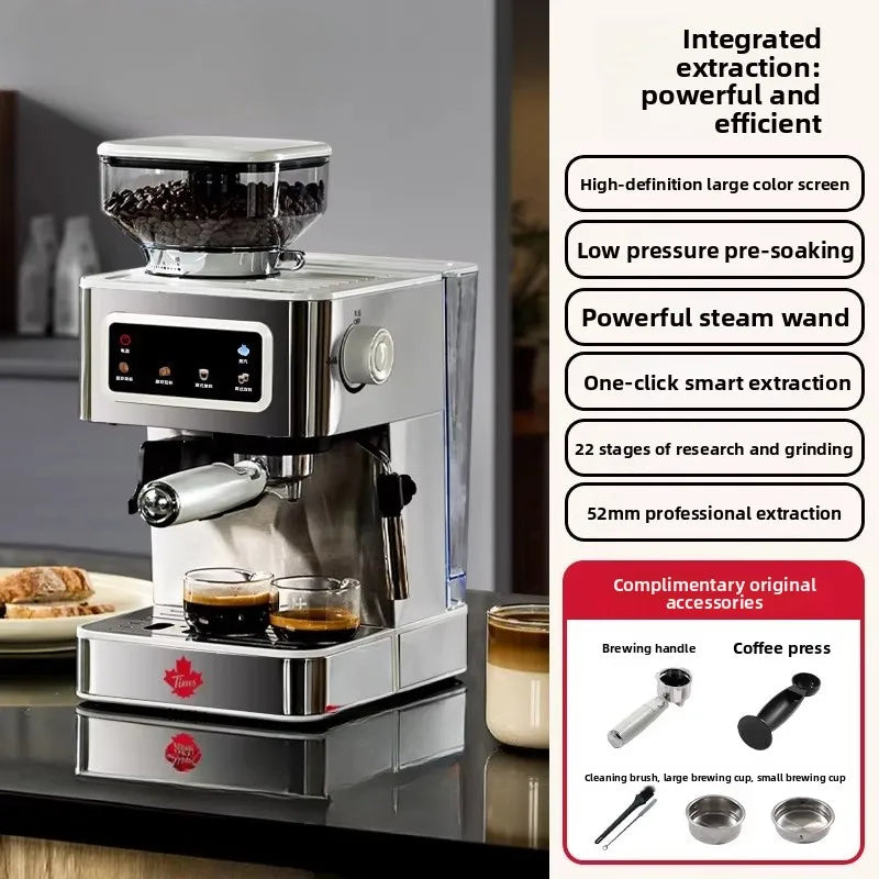 An Italian-style Coffee Machine with Integrated Grinder, Small Household Fully/semi-automatic Gift