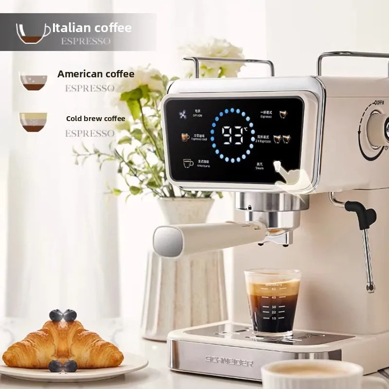 SCHNEIDER Cold/Hot Brew Coffee Maker Italian Style Household Small Fully Semi-Automatic Milk Frother