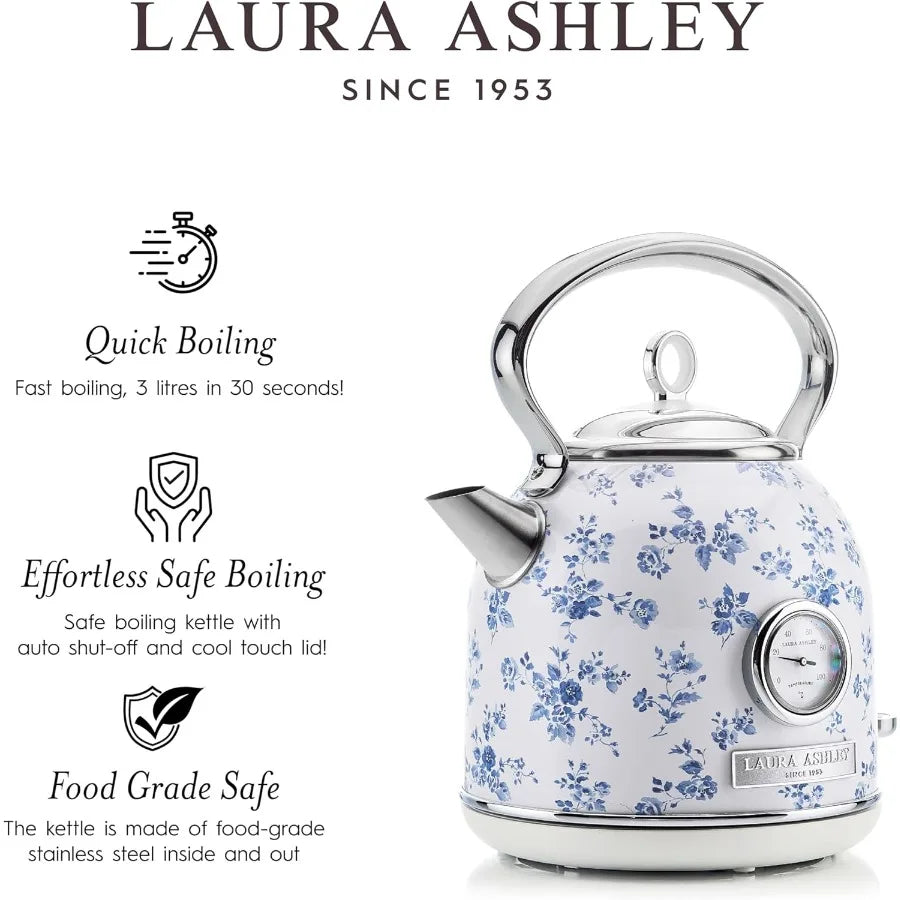 Stainless Steel Electric Kettle 1.7L 1500W Rapid Boil for Water Heating Cordless Tea Kettle Auto Shut Off Overheat Protection