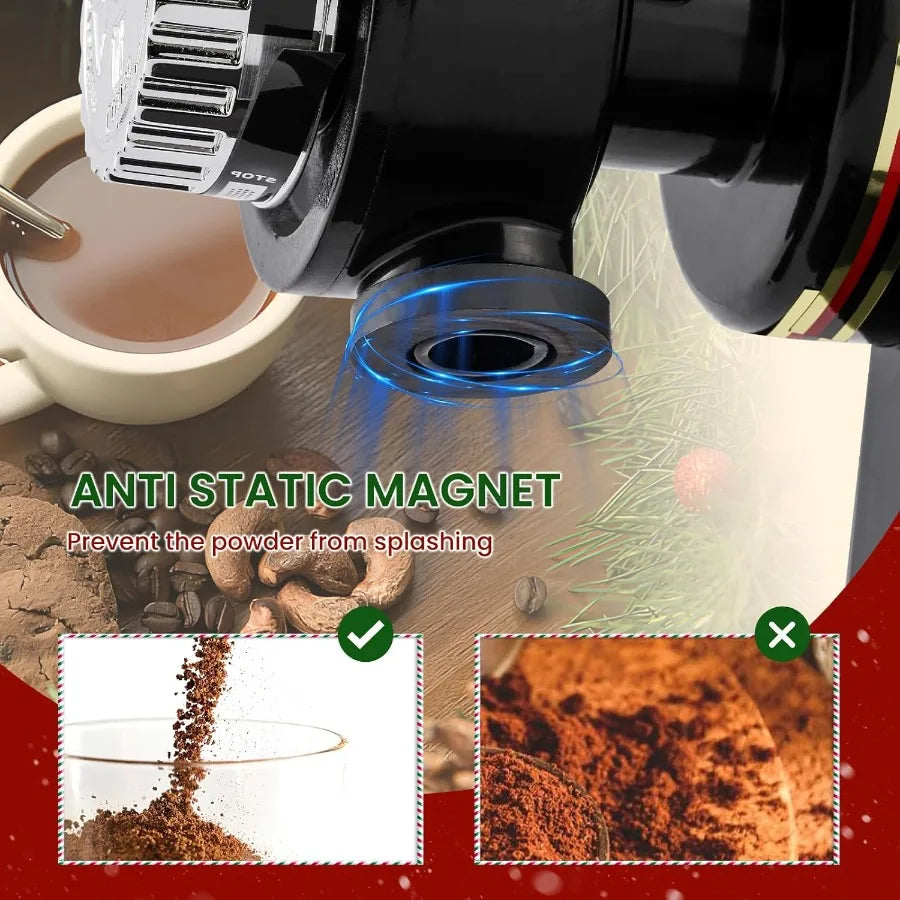 Burr Coffee Grinder Electric Espresso Grinder Commercial Homeuse Silent Small Coffee Bean Grinder with Hopper Adjustable Grind