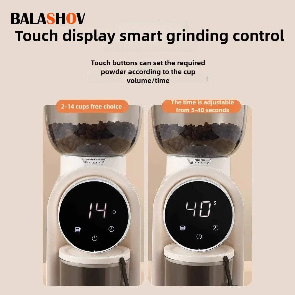 Electric Burr Coffee Grinder Automatic Precision Mill Espresso Drip Pour Over American Coffee Transparent Bean Storage Container