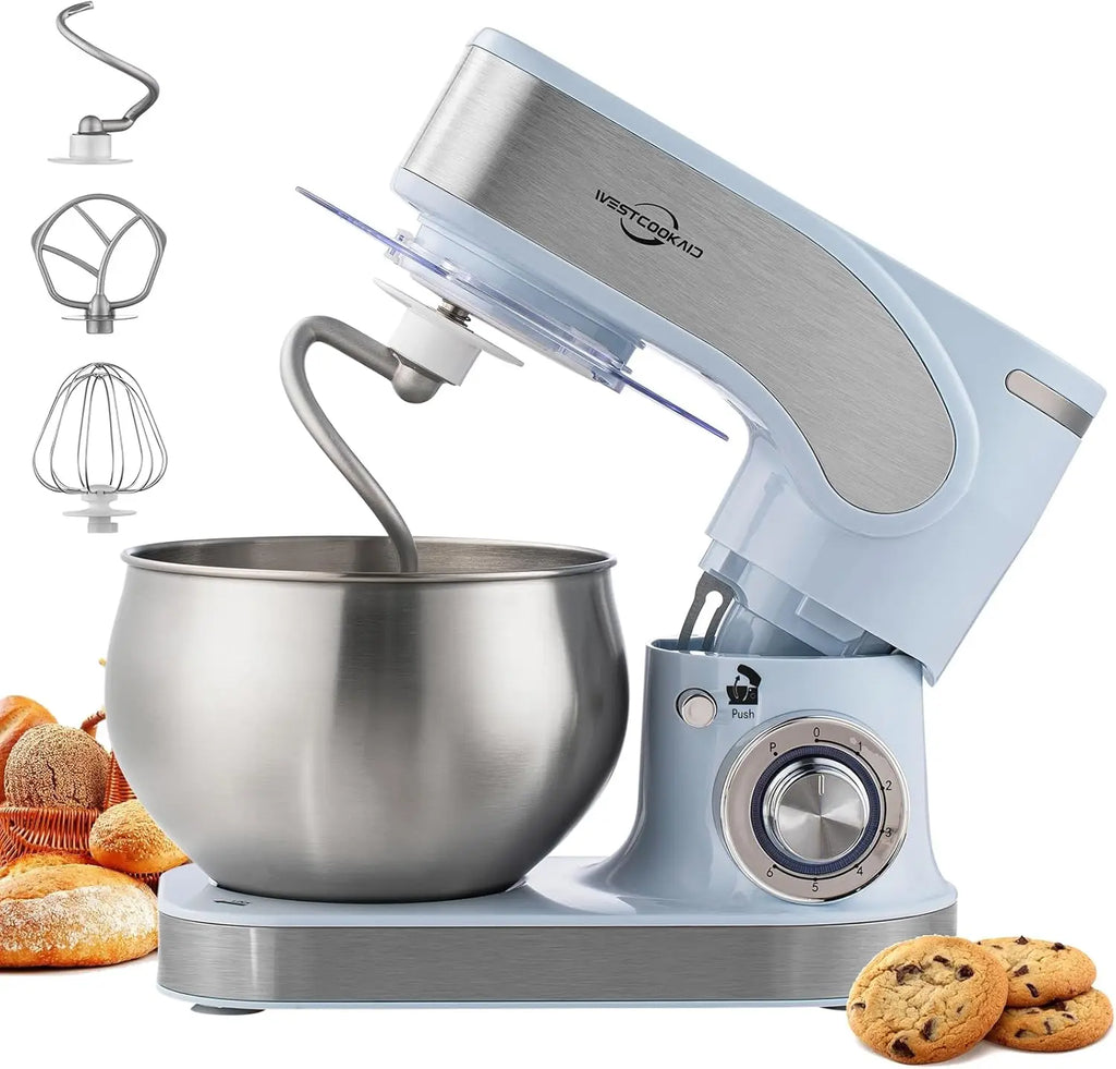 3-IN-1 Stand Mixer, 6+P Speed Electric Stand Mixer, 5.3QT Kitchen Mixer for Daily Use with Whisk
