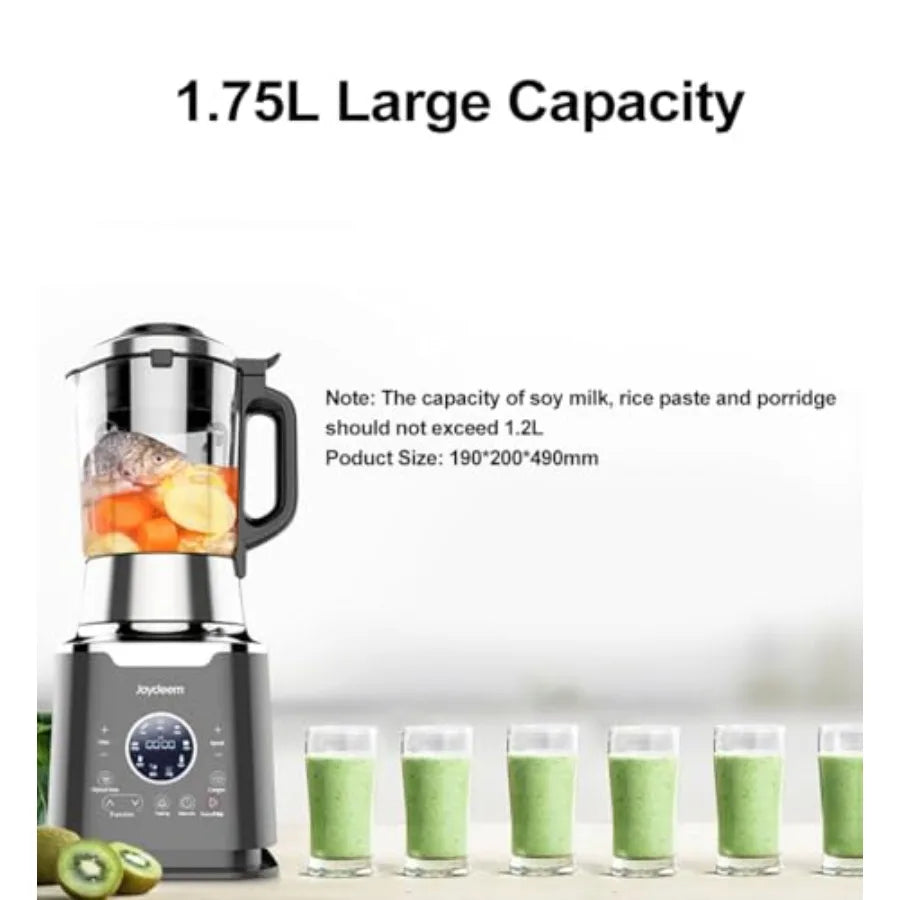 Cooking Blender Hot and Cold Blender for Soy Milk Juice Soup Maker with Stew Pot 1.75L 59 Oz 1200W Black