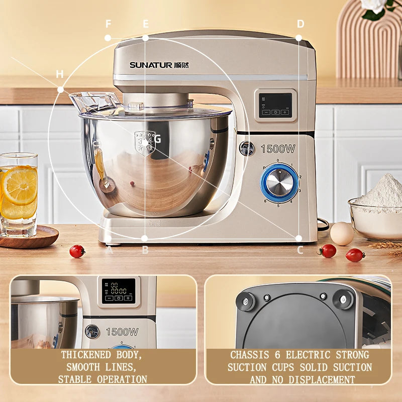 SUNATUR Electric Kitchen Blender Machine: Stand Mixer with Planetary Beater Automatic Mix Support for Dough Efficient Processor