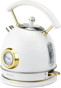 Retro Electric Kettle, Stainless Steel 1.8L, Fast Quiet Boil 1500W, Auto Shut-Off & Safety Features