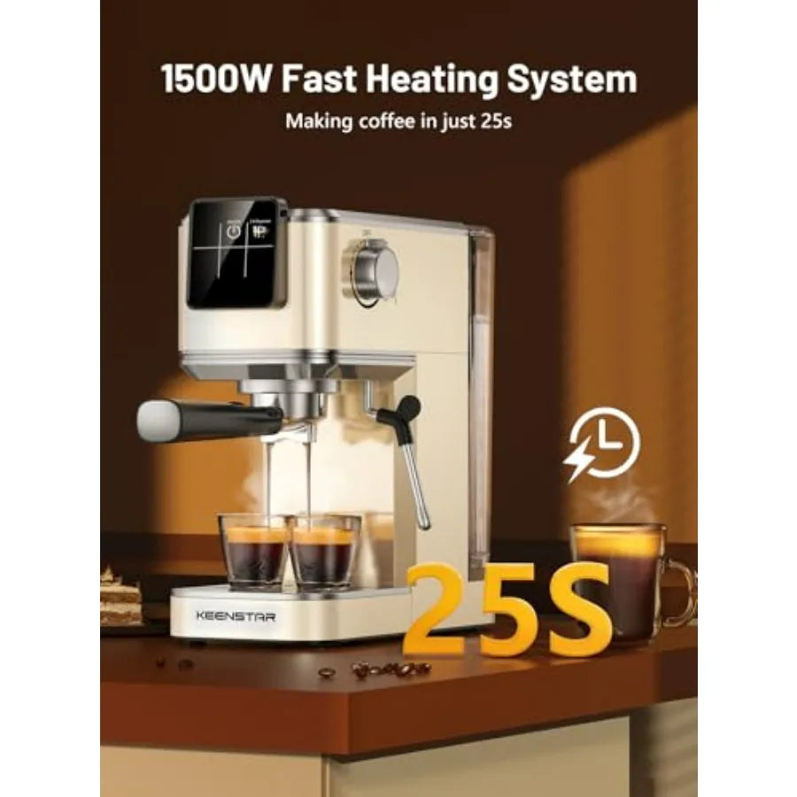 A 20Bar Espresso Machine with Rapid Cold Brew Hot Iced Coffee Maker Stainless Steel Espresso Maker with Milk Frother Steam Wand T