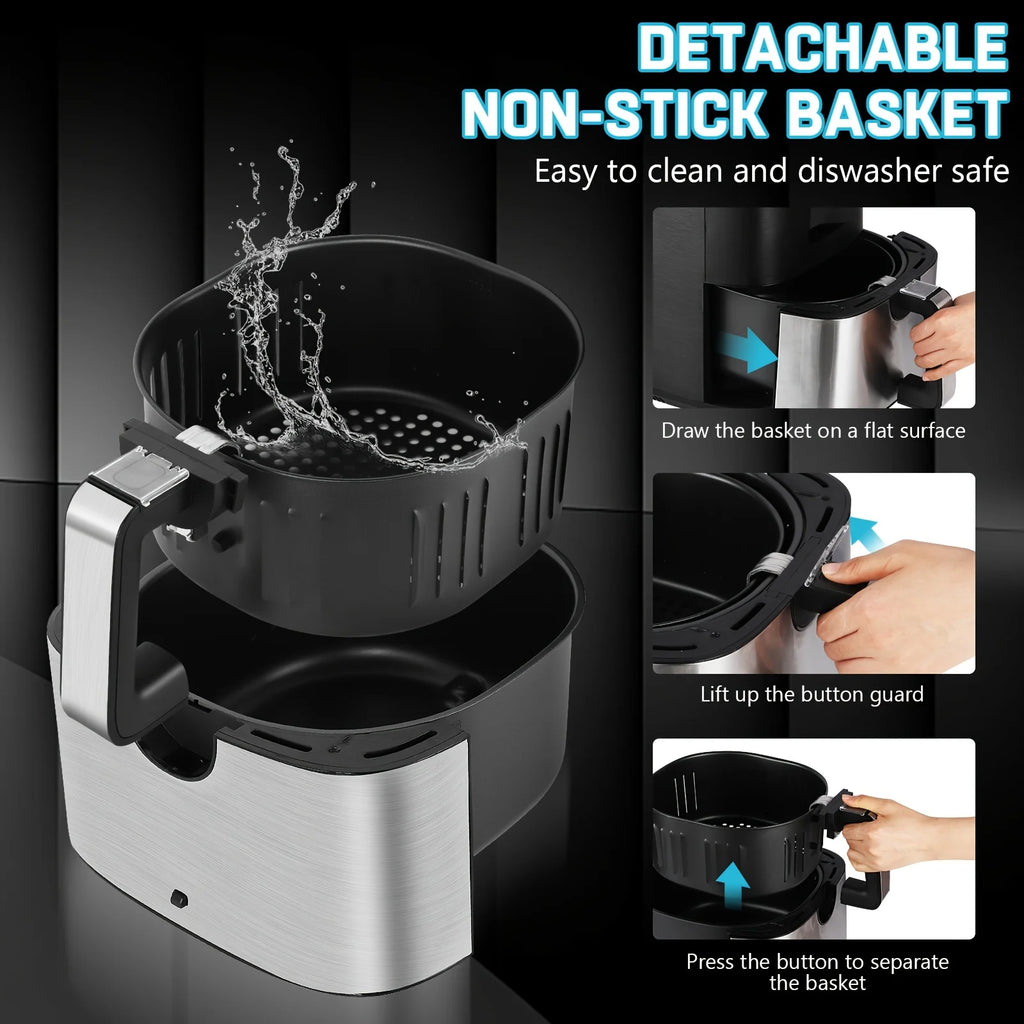 KitCook Large Air Fryer, 1500W 7QT AirFryer Cooker, Adjustable Temperature 100-400°F, 8 Presets Menu, Digital Touch Screen, Nons