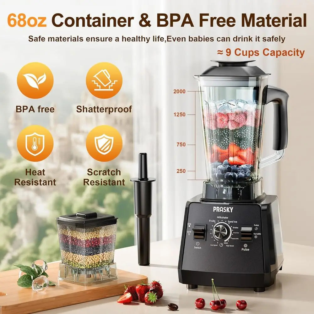Blender, Smoothies Blenders, Max. 2400Watts/1000Watts Blender and Grinder Combo, 25000RPM Powerful Kitchen, 68oz BPA-free 2 Cont